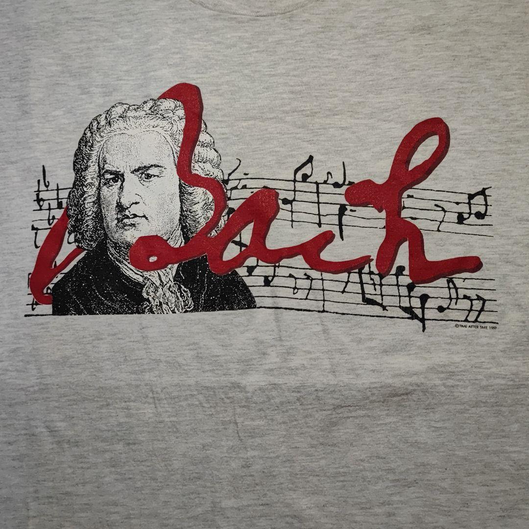 90年代 J.S.BACH バッハ Tシャツ ヘインズ　両面プリント グレー