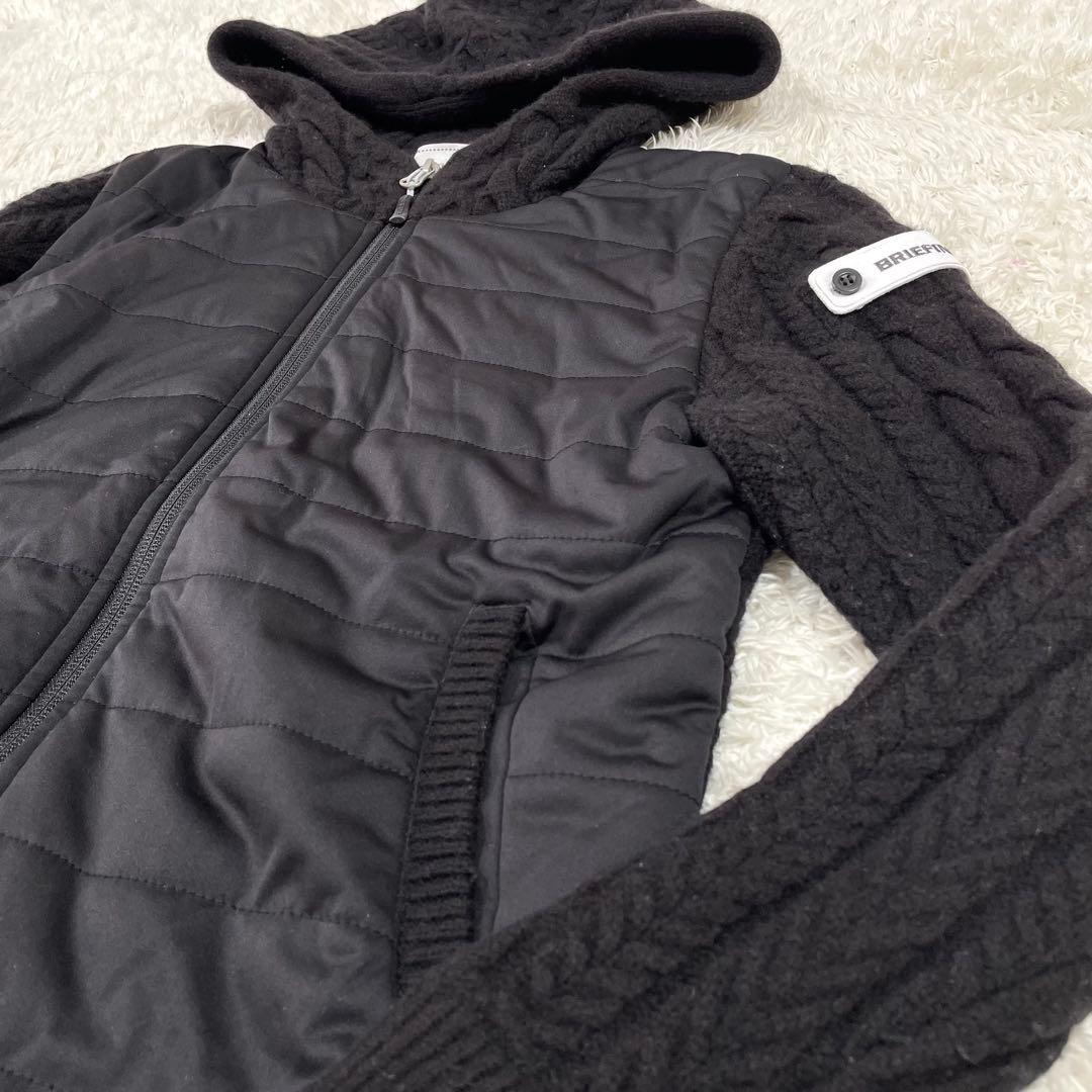 極美品 ブリーフィングゴルフ ニット切替 パーカー ハイブリッド ブラック S