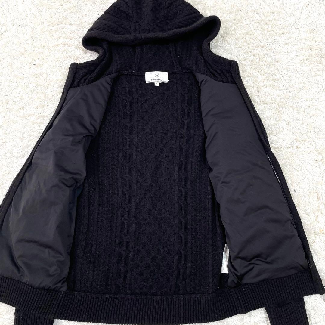 極美品 ブリーフィングゴルフ ニット切替 パーカー ハイブリッド ブラック S