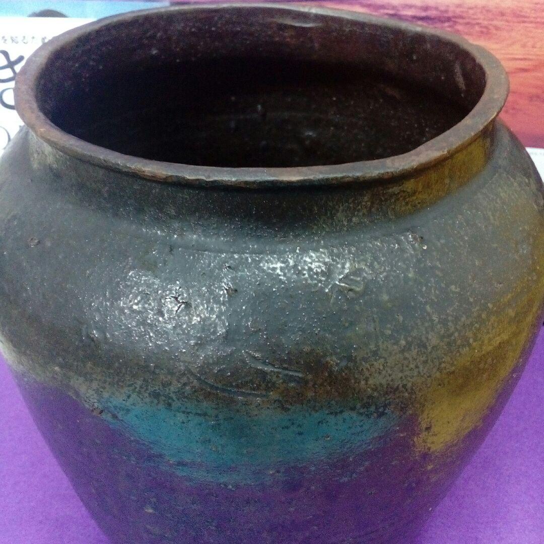 ２７０年頃前江戸時代旧家蔵出詳細不明大口かめ壺高さ２５センチ景色良い当時物