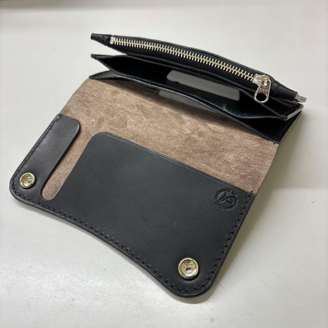 kan【ブラック&クロコダイル】ミドルトラッカーウォレット