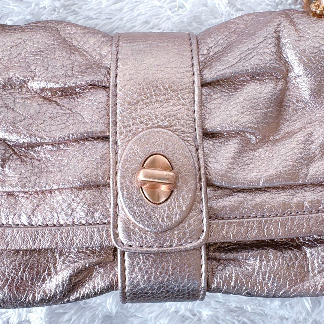 バッグ COACH Shoulder bag Pink Gold Lame Ribbon