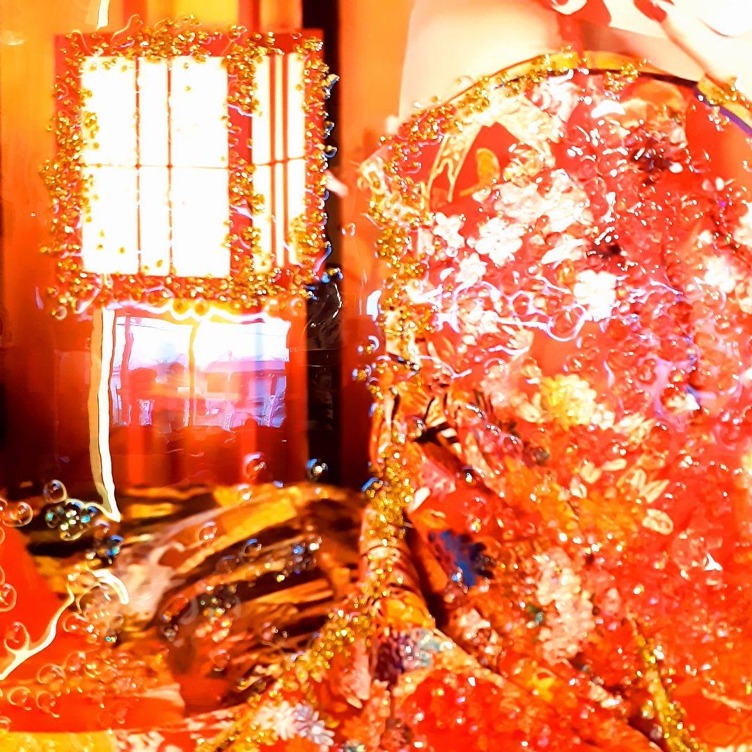 輸入雑貨　天然石　『新花魁』　水晶絵　クリスタルアート　ゴールドフレーム