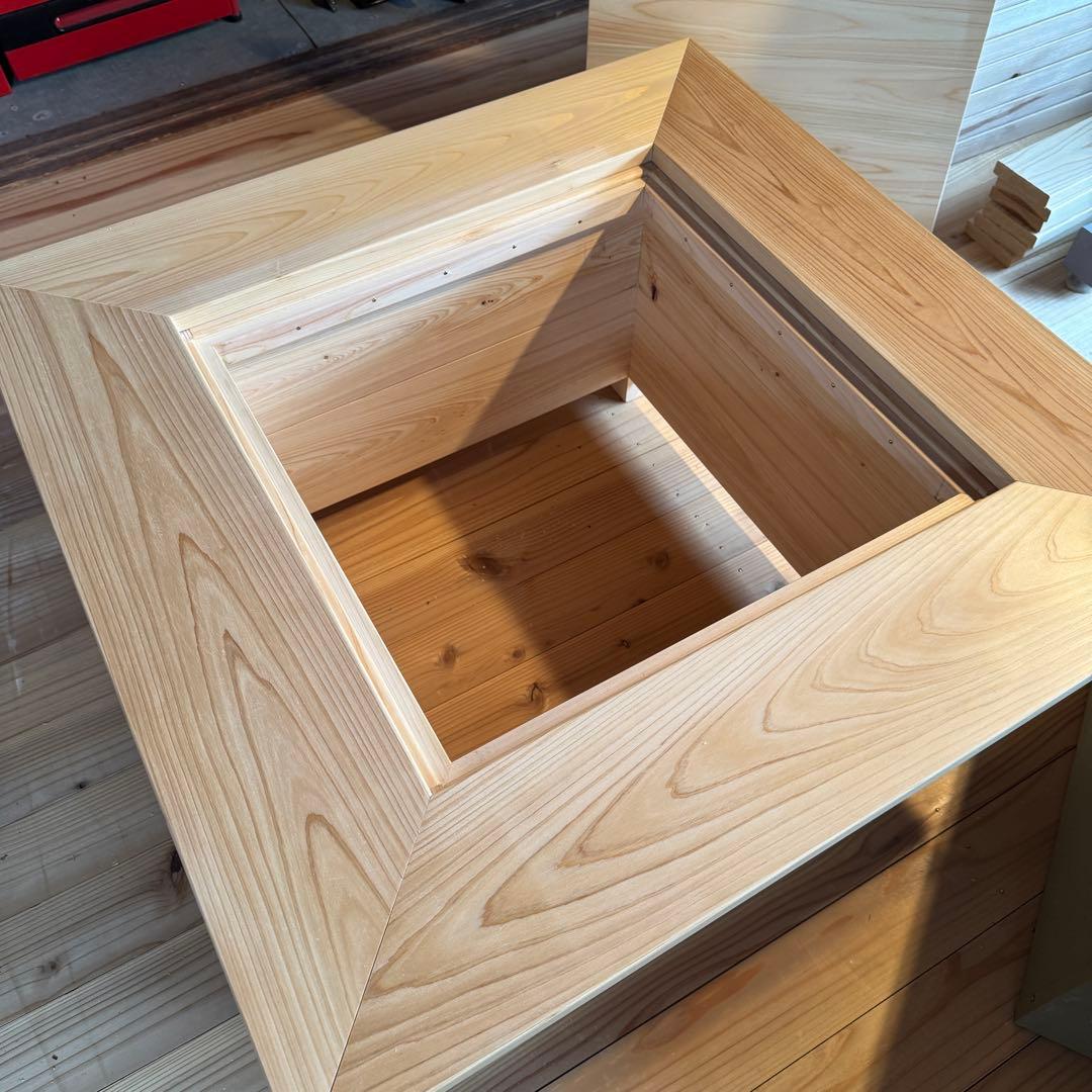 総檜 テーブル火鉢 手作り 蓋付き