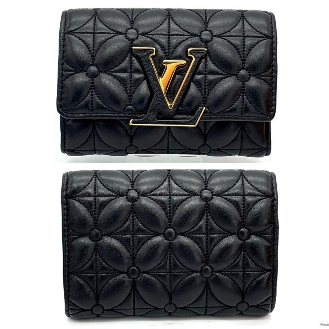 【新品同様】ルイヴィトン カプシーヌ コンパクト フラワー キルティング 黒