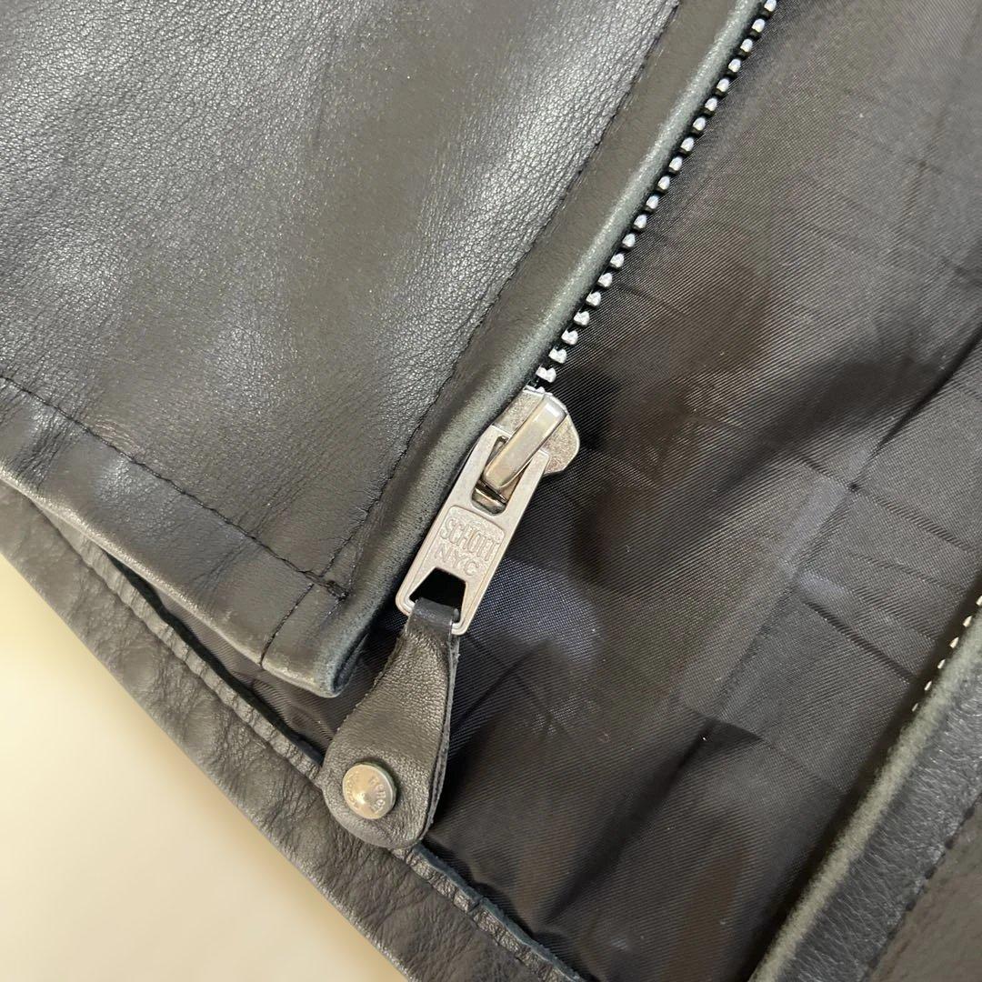 【ゆう】Schott 642 ブラックレザー シングルライダース 36