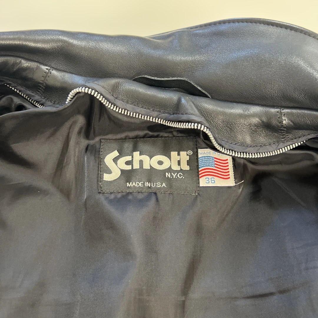 【ゆう】Schott 642 ブラックレザー シングルライダース 36