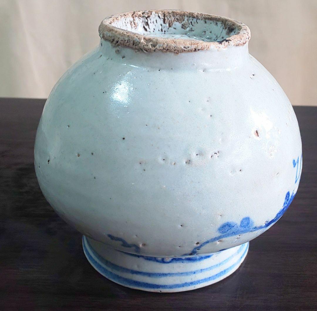 李朝染付小壷 中国古玩 朝鮮美術 染付葡萄蔦文壷