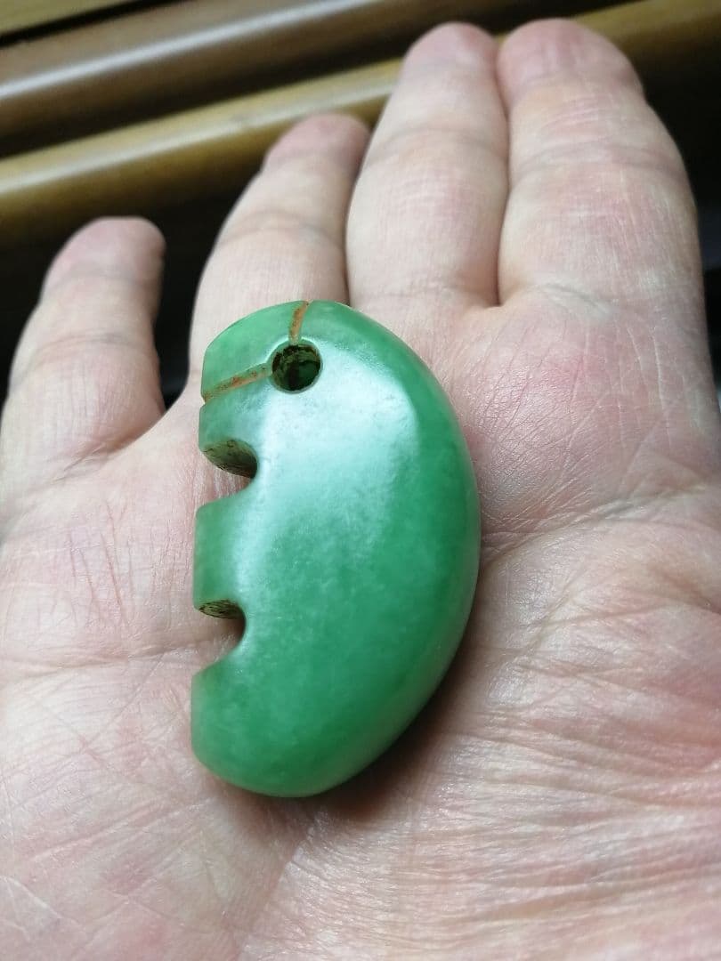 ★古墳期『獣形子持ち翡翠勾玉』出土品。5.0cm。【巨大勾玉】凄い迫力です。