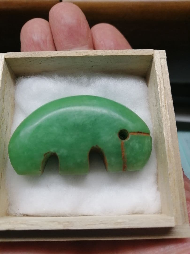 ★古墳期『獣形子持ち翡翠勾玉』出土品。5.0cm。【巨大勾玉】凄い迫力です。