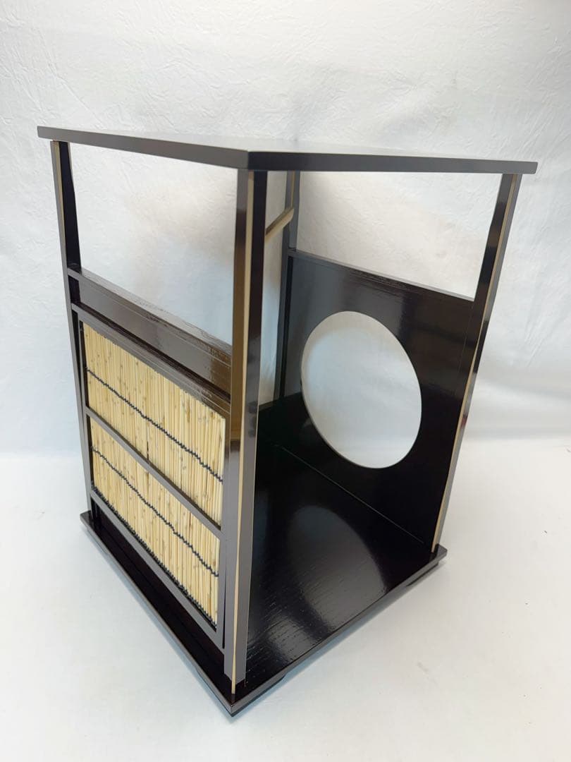 未使用 茶道具 木製溜塗 吉野棚 圓能斎好写 組み立式 元箱