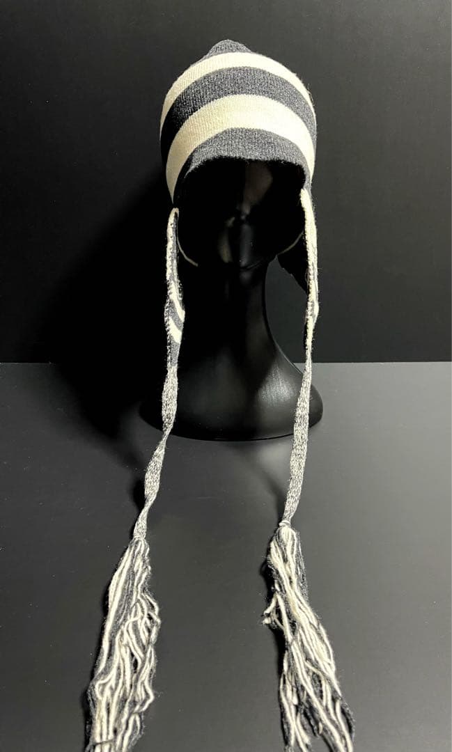 90s激レア旧タグ最初期型★廃盤/正規品★美品ヴィヴィアン耳当て付きニット帽黒白