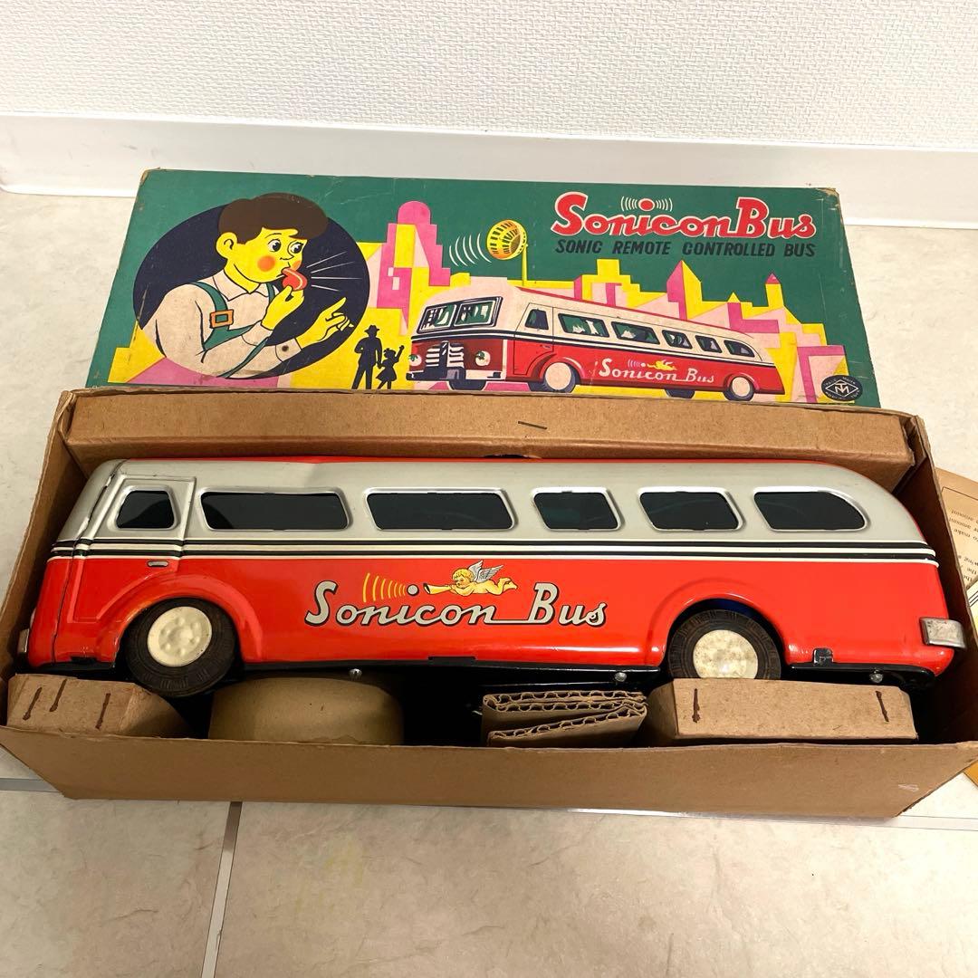超激レア マスダヤ ブリキ ソニコンバス 赤 ブリキ製　昭和レトロ　増田屋