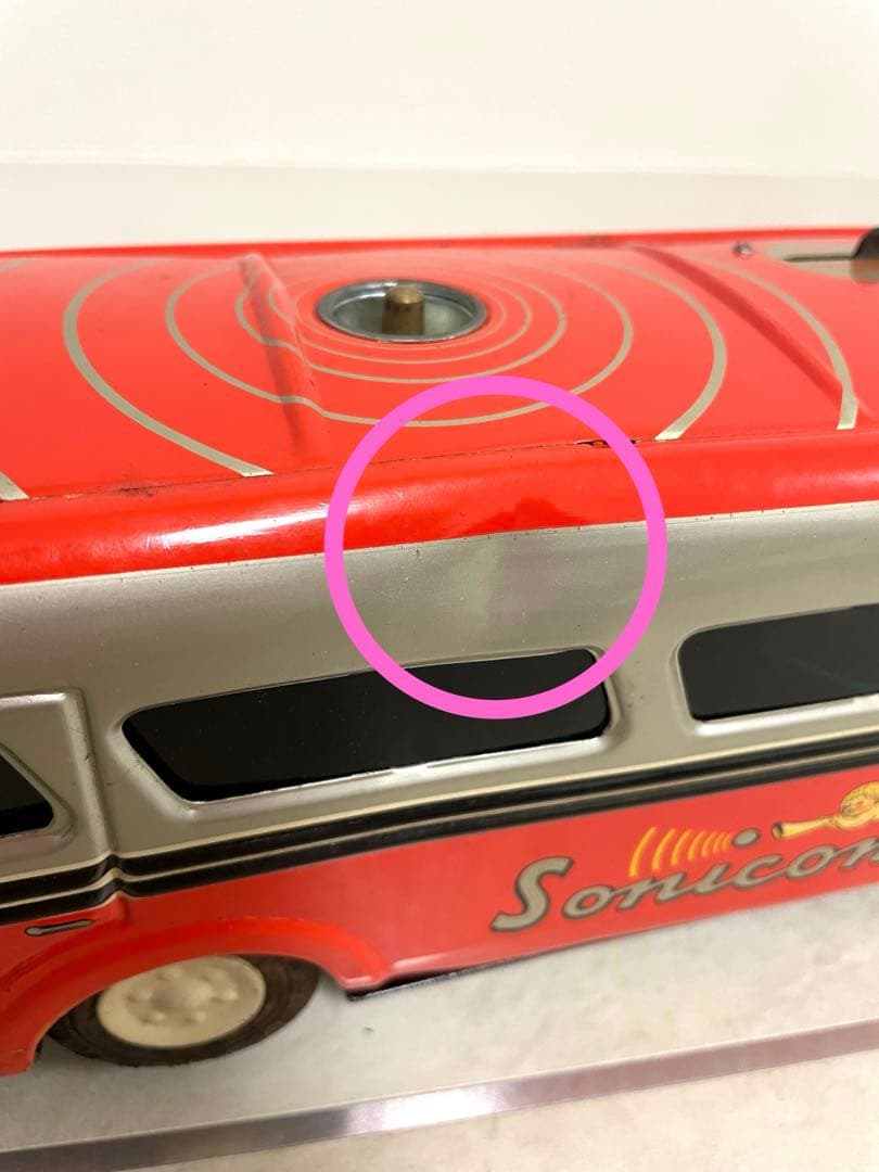 超激レア マスダヤ ブリキ ソニコンバス 赤 ブリキ製　昭和レトロ　増田屋