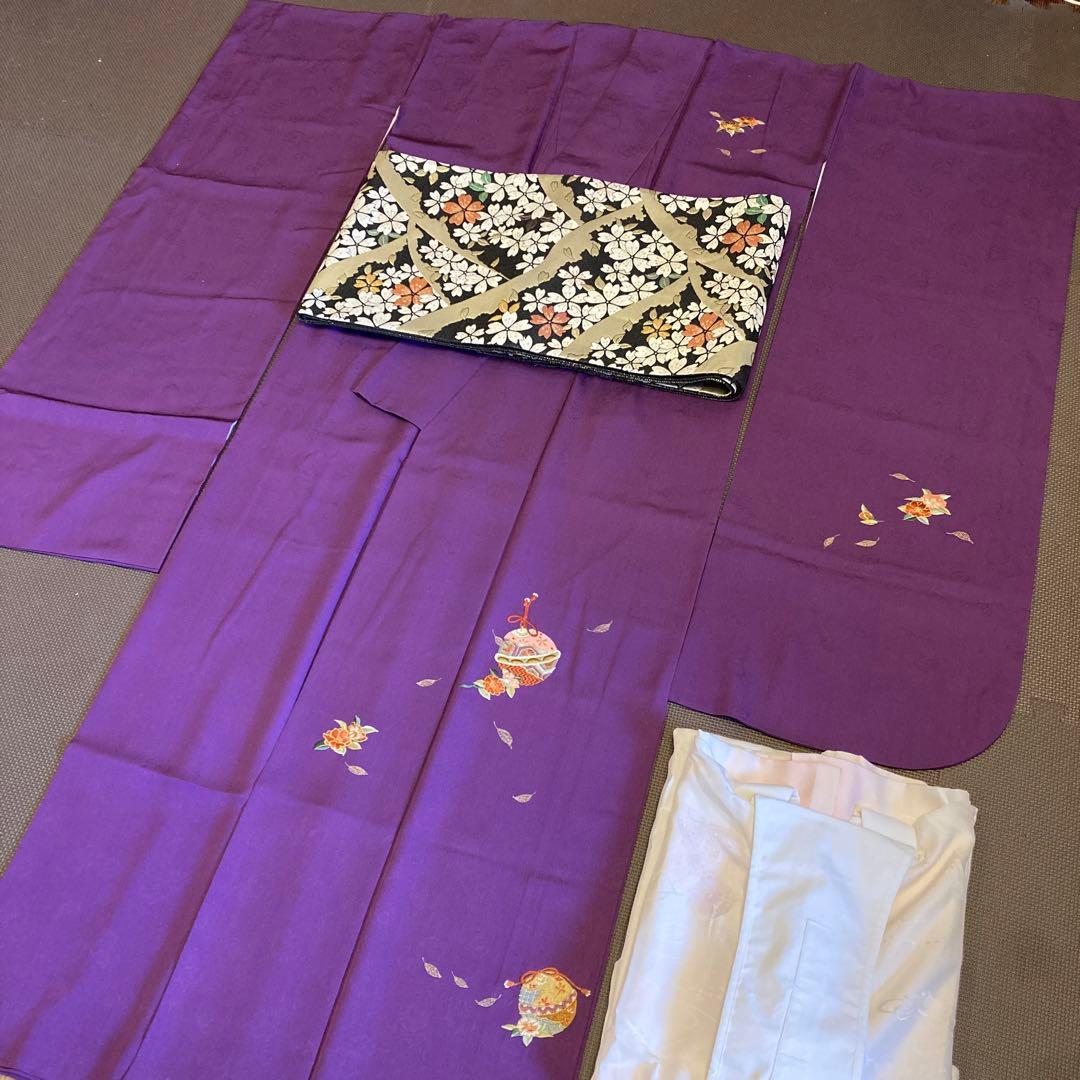 [美品]Courreges 無地振袖　3点セット　ゆう苑