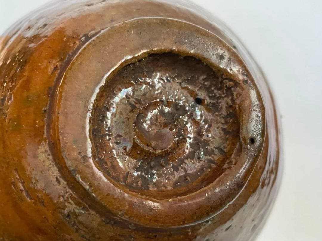 茶道具　骨董　大樋焼　飴釉　手捻り　茶碗　抹茶碗　共箱