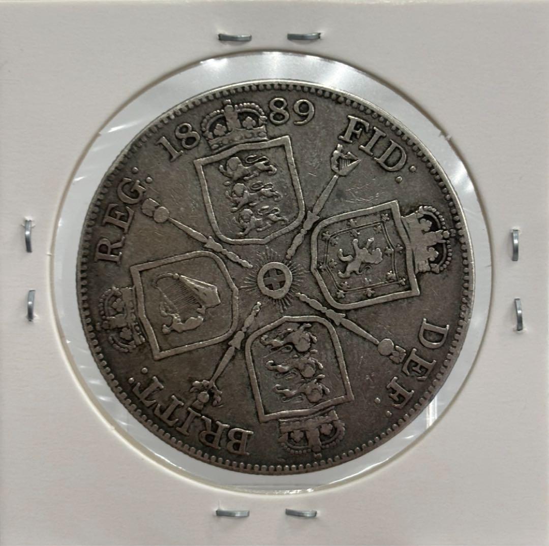 1889年大英帝国ジュベリーヘッドビクトリア女王 ダブルフローリン銀貨