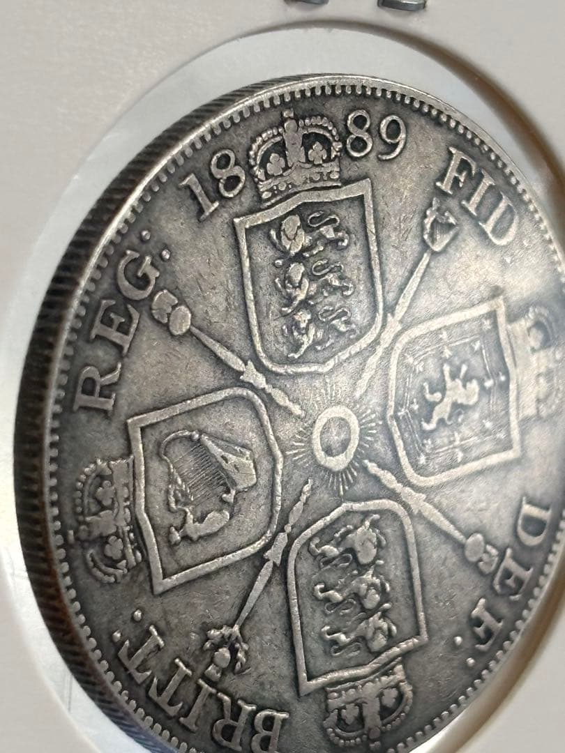 1889年大英帝国ジュベリーヘッドビクトリア女王 ダブルフローリン銀貨