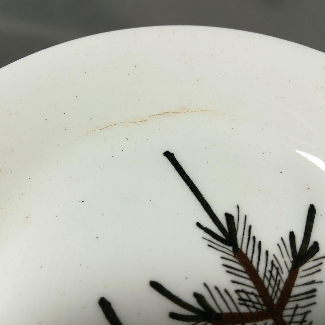 希少　淡路島民平焼　珉平焼　色絵松葉小皿7枚　白交趾