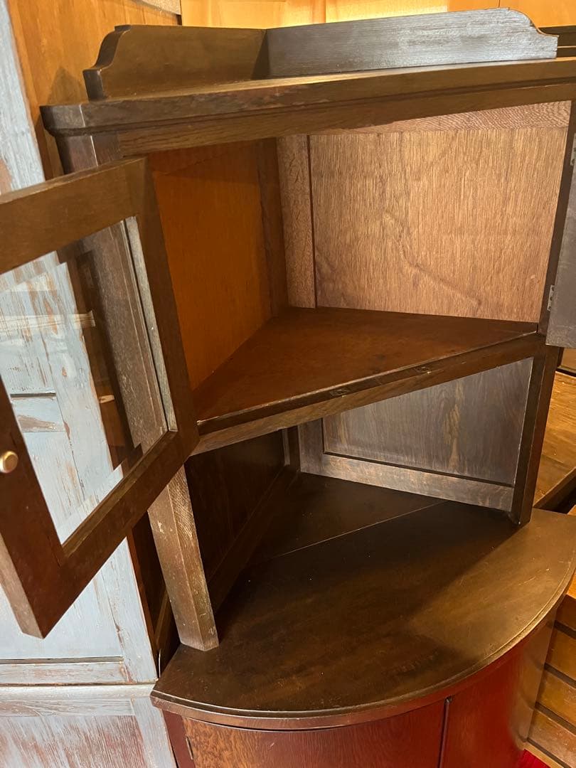 コーナーキャビネット棚アンティークダークブラウンヴィンテージ店舗什器