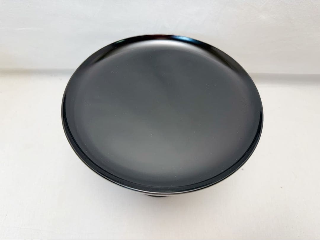 ほぼ未使用 茶道具 木製黒真塗 渦蒔絵 貴人高杯 干菓子器 元箱