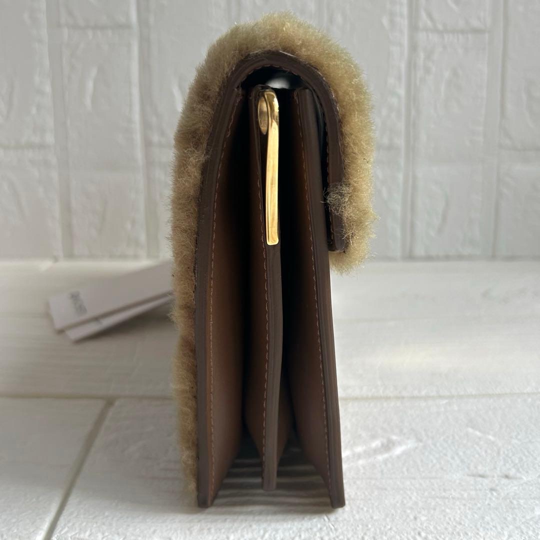 【美品】ZANCHETTI ショルダーバッグ ブラウン ファー ゴールドチェーン