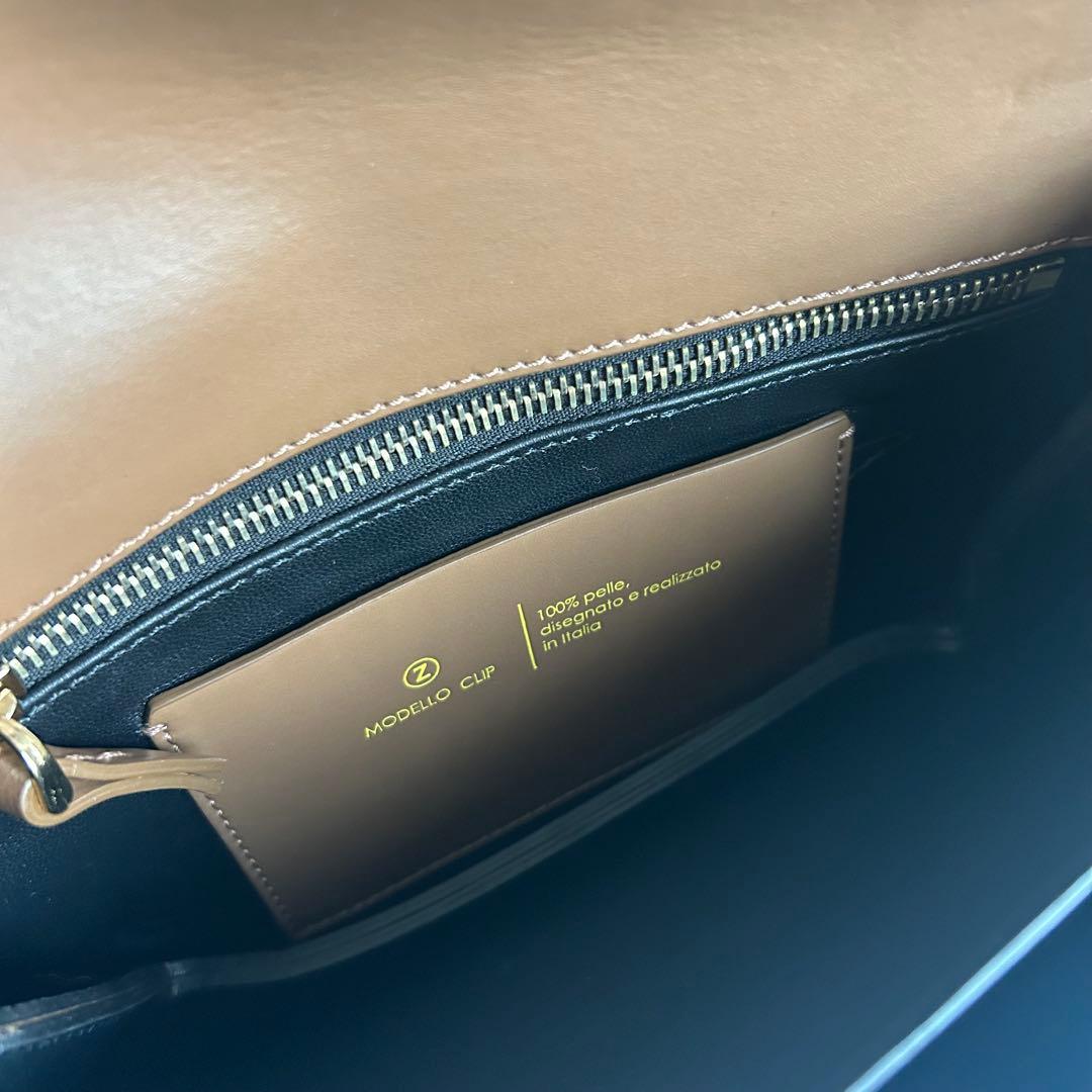 【美品】ZANCHETTI ショルダーバッグ ブラウン ファー ゴールドチェーン