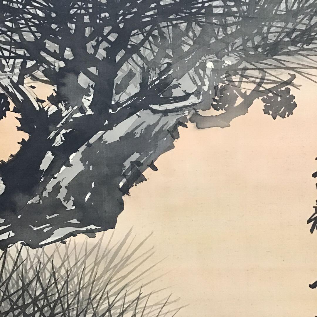 K茶道具　掛軸　旭日喬松図　鈴木松年作•書付(写真18)　共箱　紙　S947KJ