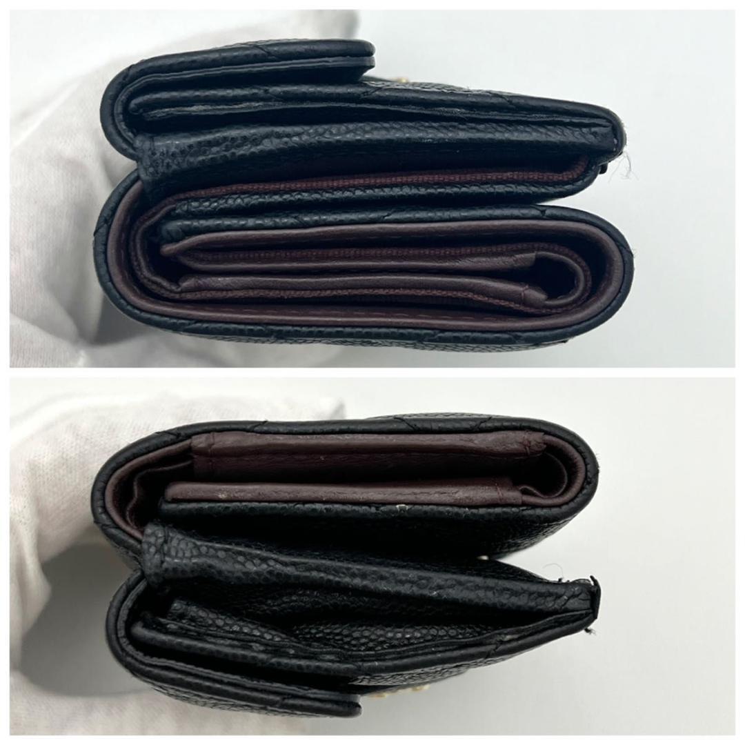 CHANEL シャネル マトラッセ キャビアスキン 三つ折り財布 ブラック 黒