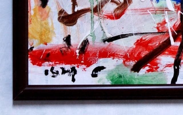 抽象画　「彩-32」　色紙に油彩の抽象画