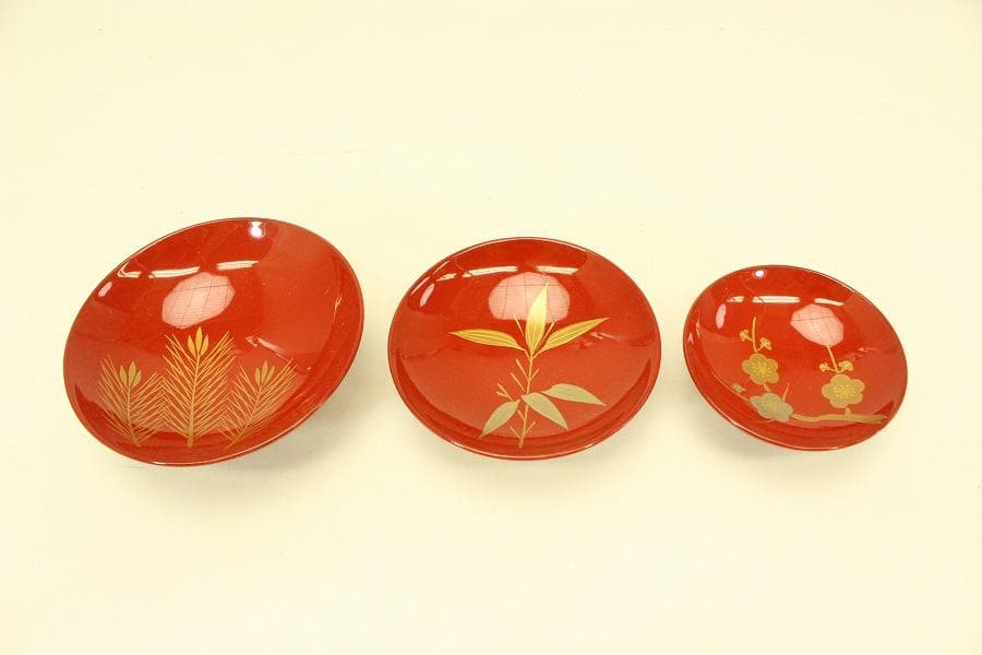 平安象彦作 梅蒔絵 お屠蘇 揃 共箱(A984)