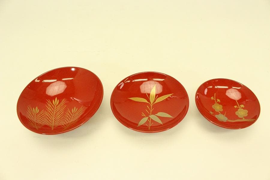 平安象彦作 梅蒔絵 お屠蘇 揃 共箱(A984)