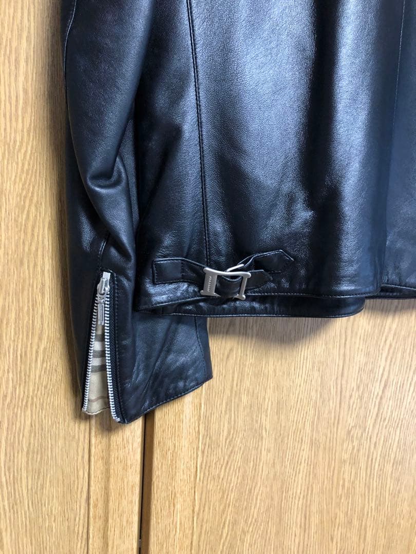 バーバリーブラックレーベル　シングルライダース　レザー　羊革　Burberry