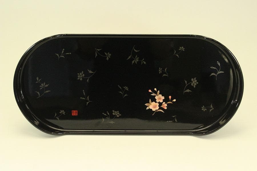 煎茶盆 枝花紋 蒔絵 盆(A734)