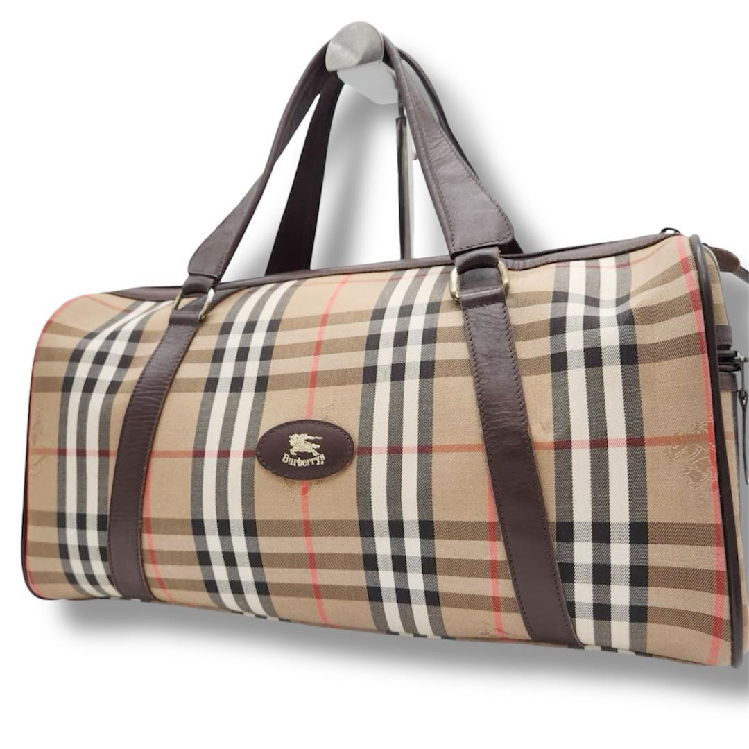 バーバリー ボストンバッグ ノバチェック ハンドバッグ ロゴ ヴィンテージ