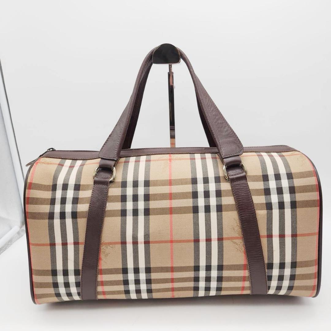 バーバリー ボストンバッグ ノバチェック ハンドバッグ ロゴ ヴィンテージ