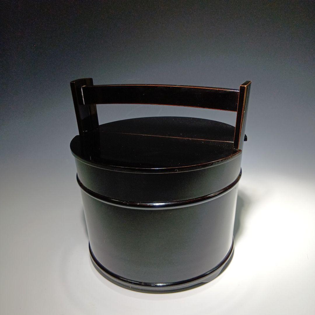 値下げ茶道具　(塗師)茶平一斉造　真塗手桶　　 共箱