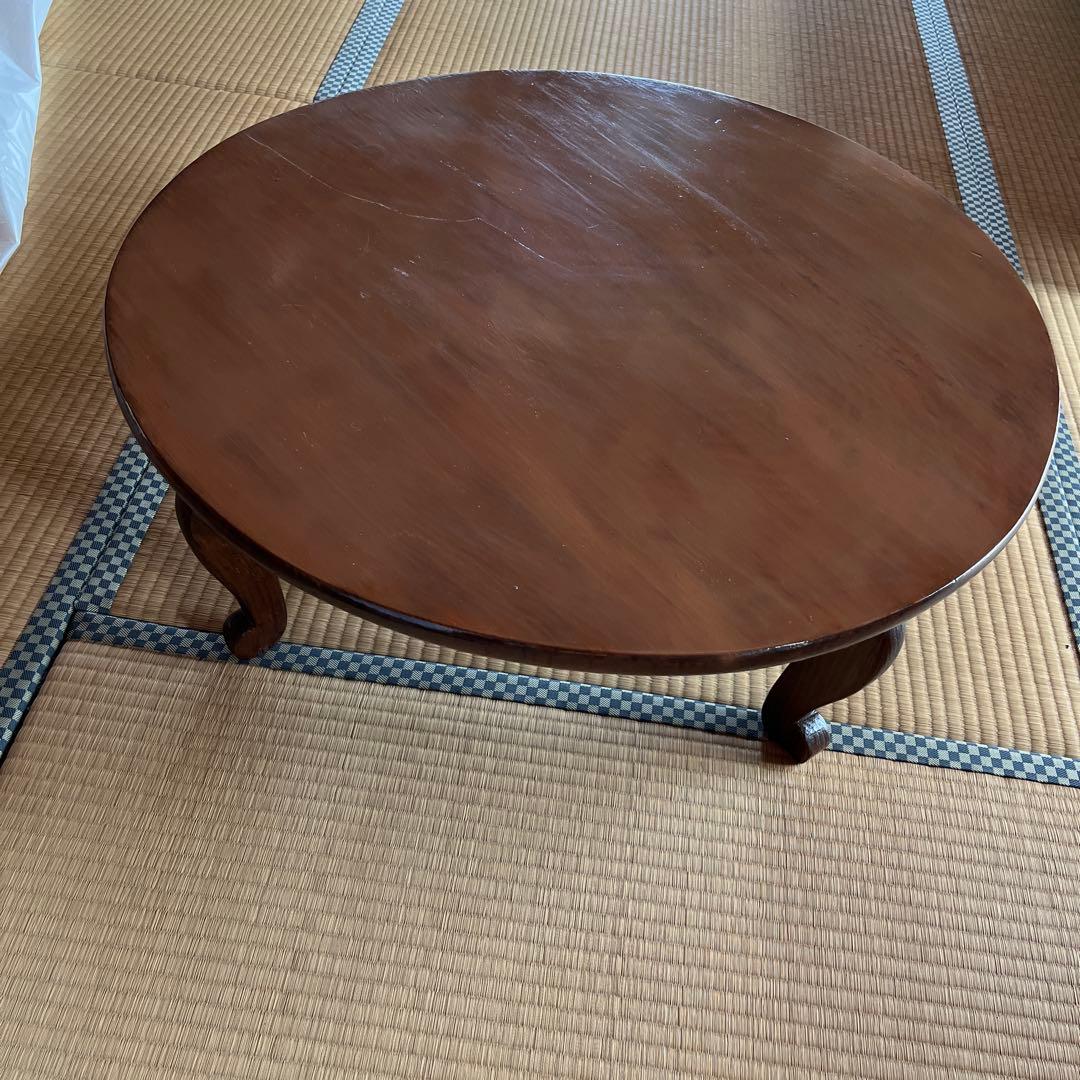 昭和レトロな木製円形座卓