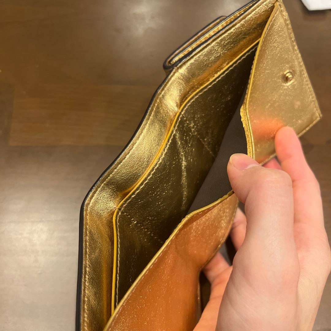 FENDI バケット　BAGUETTE　マイクロ　財布　三つ折り　ゴールド