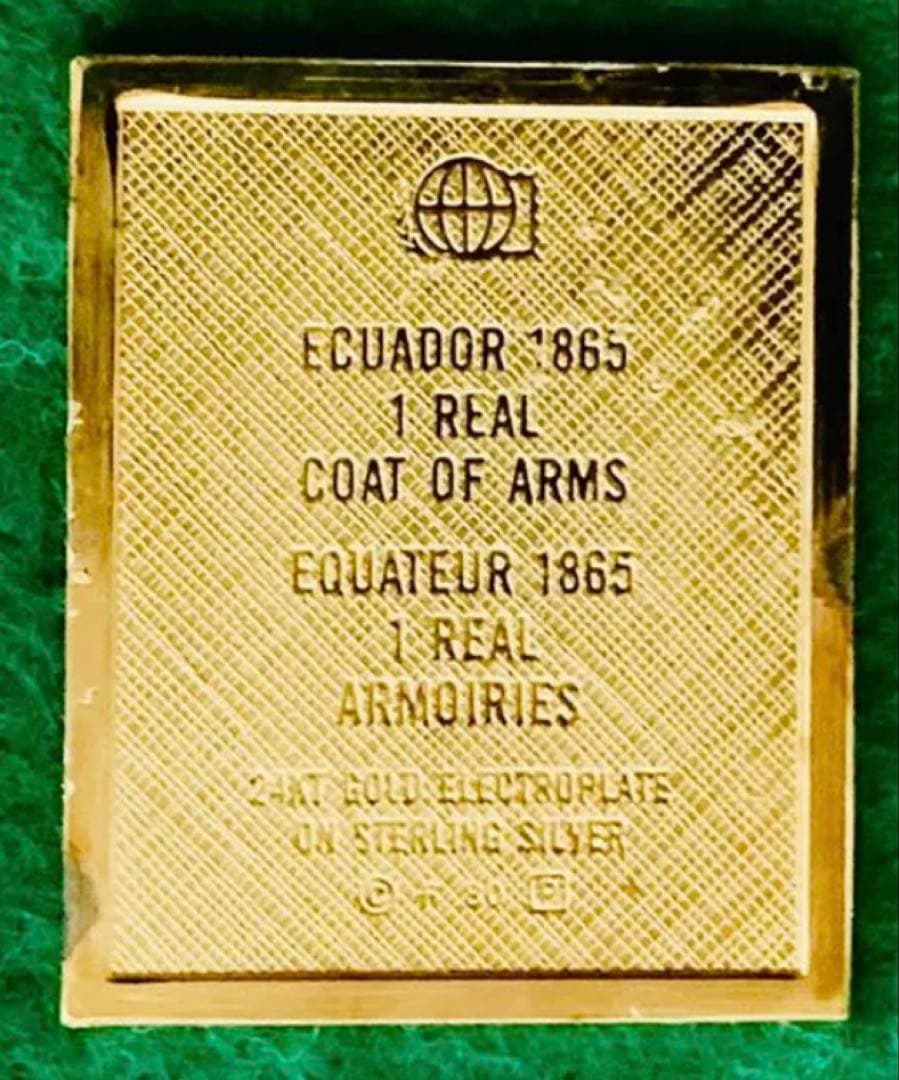 フランクリンミント 切手レプリカ世界の国々の最初の切手 エクアドル 説明書付1枚