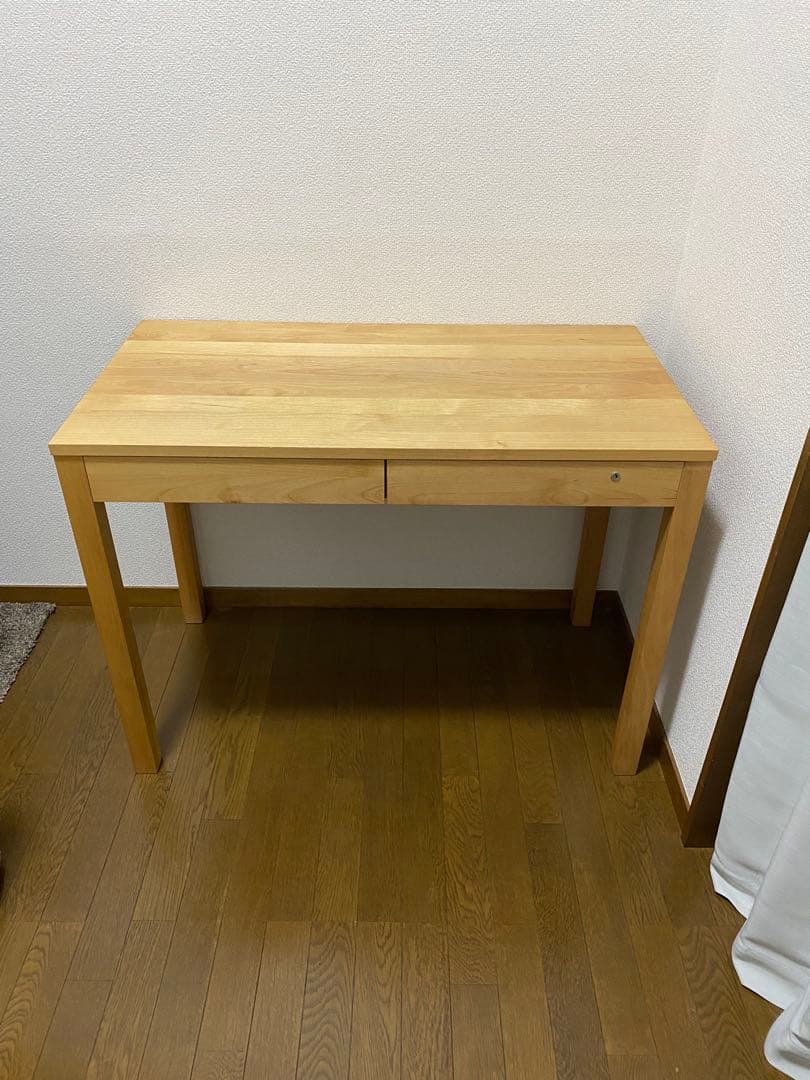 木製シンプルデザインテーブル 引き出し付き