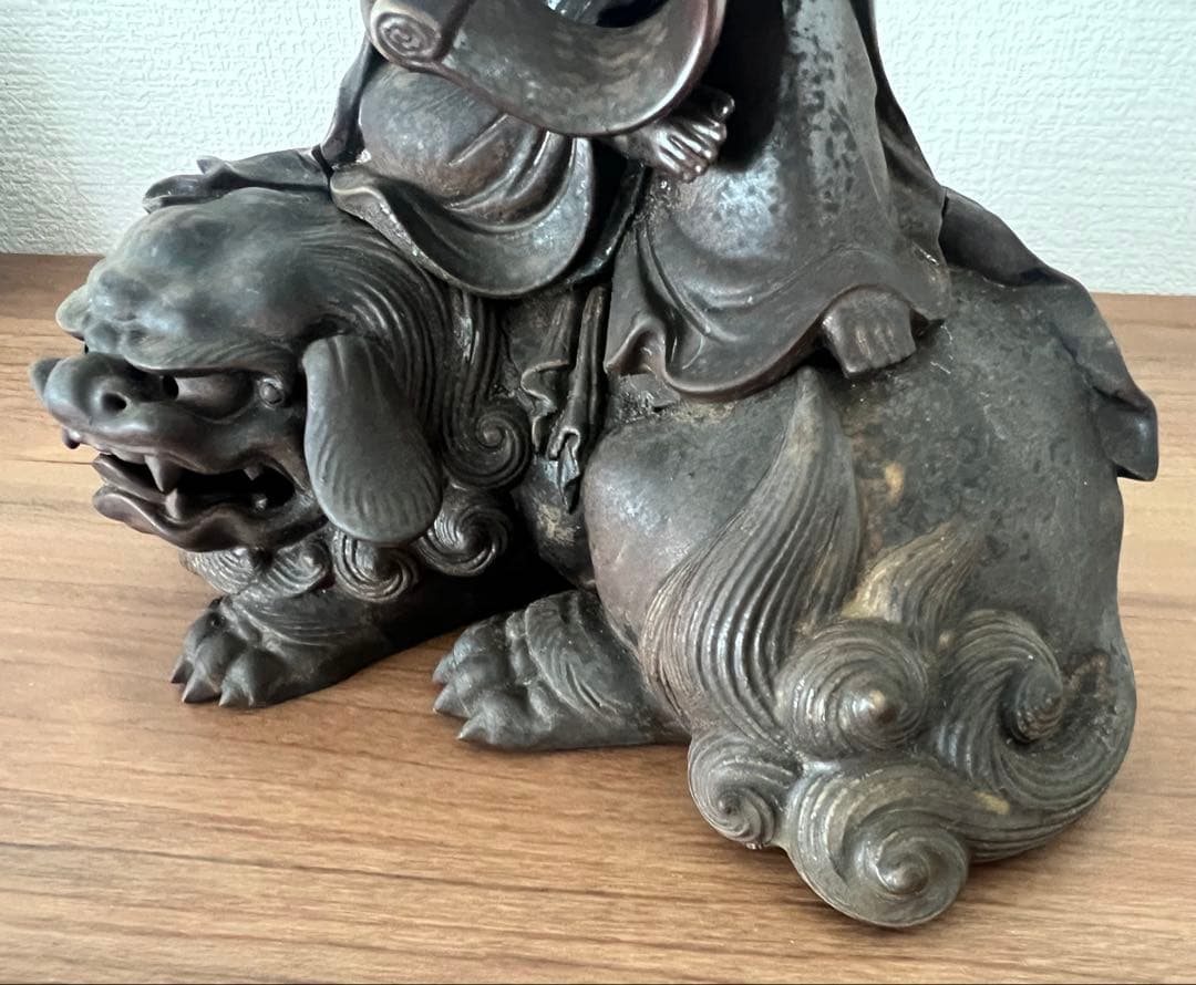備前焼 文殊菩薩獅子香炉 木村友啓作 古備前写し共箱 アンティーク 美術工芸品