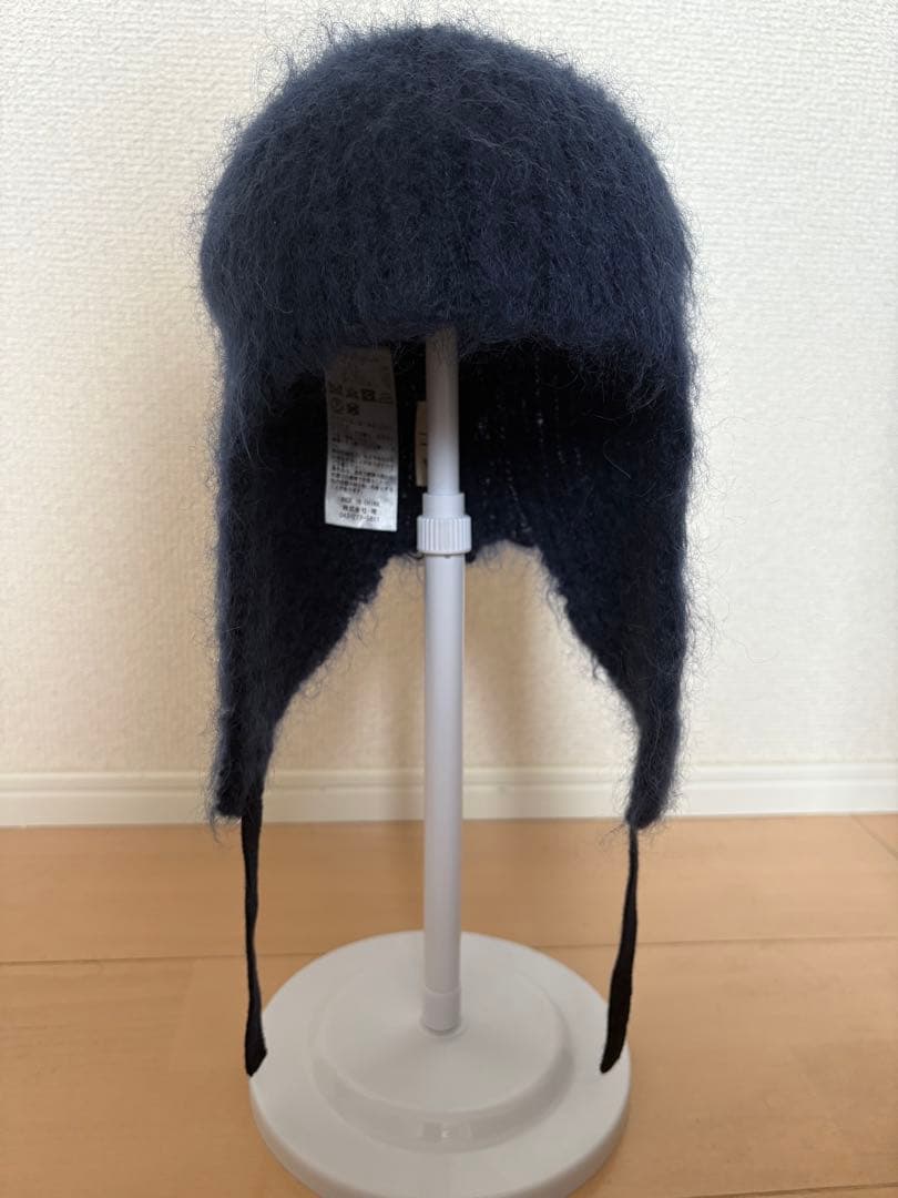 Jun Mikami モヘヤ ボンネットネイビー イヤーフラップニット帽2024