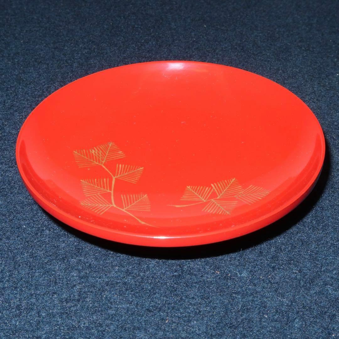 【茶道具】前端雅峯作　若松蒔絵朱盃