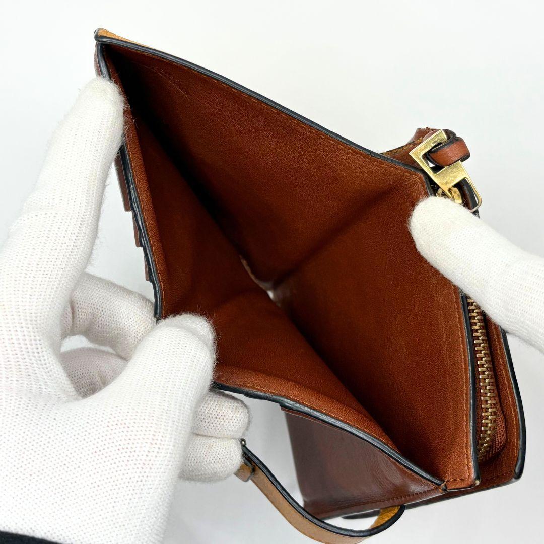 ロエベ　アナグラム コンパクト ジップウォレット 二つ折り財布　ブラウン