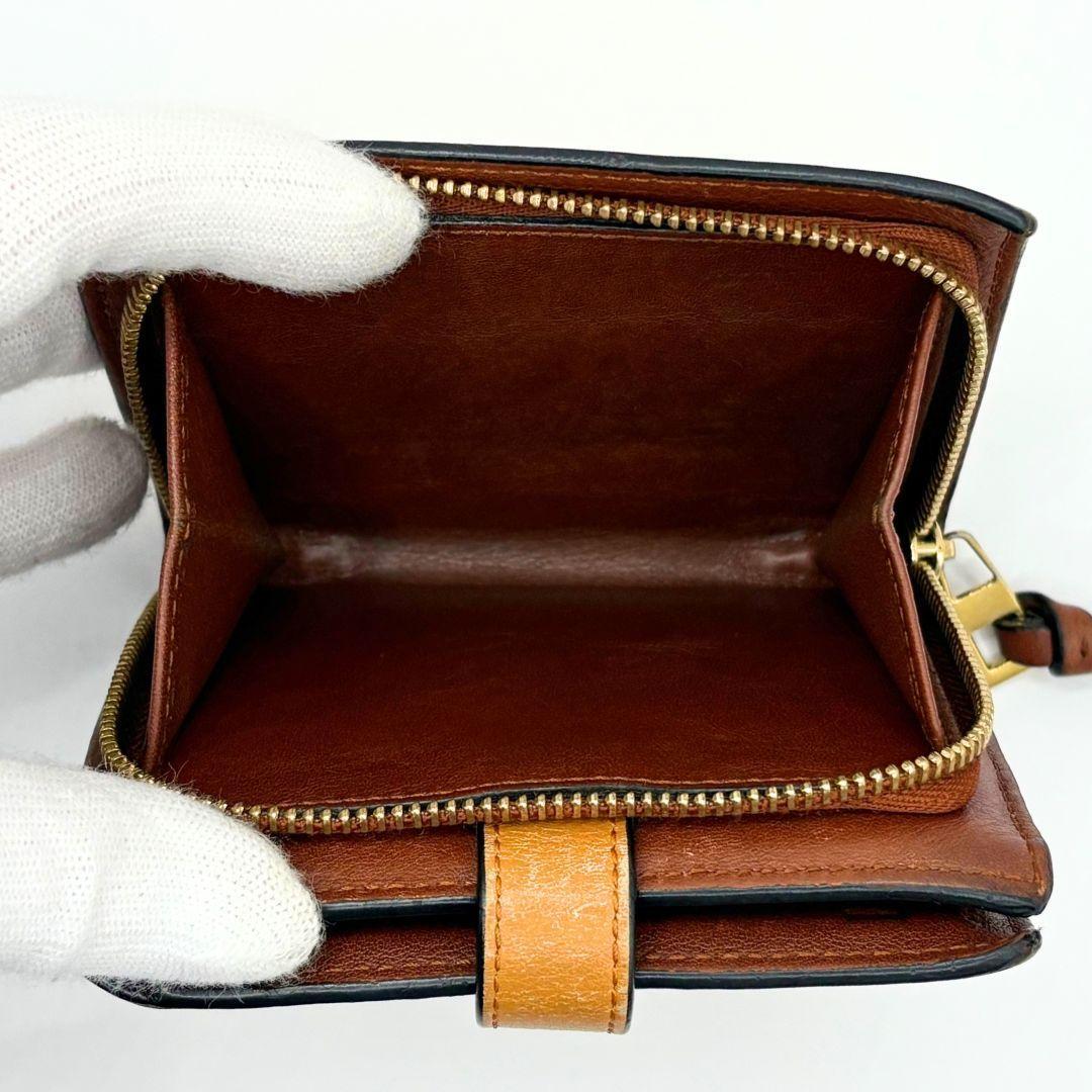 ロエベ　アナグラム コンパクト ジップウォレット 二つ折り財布　ブラウン