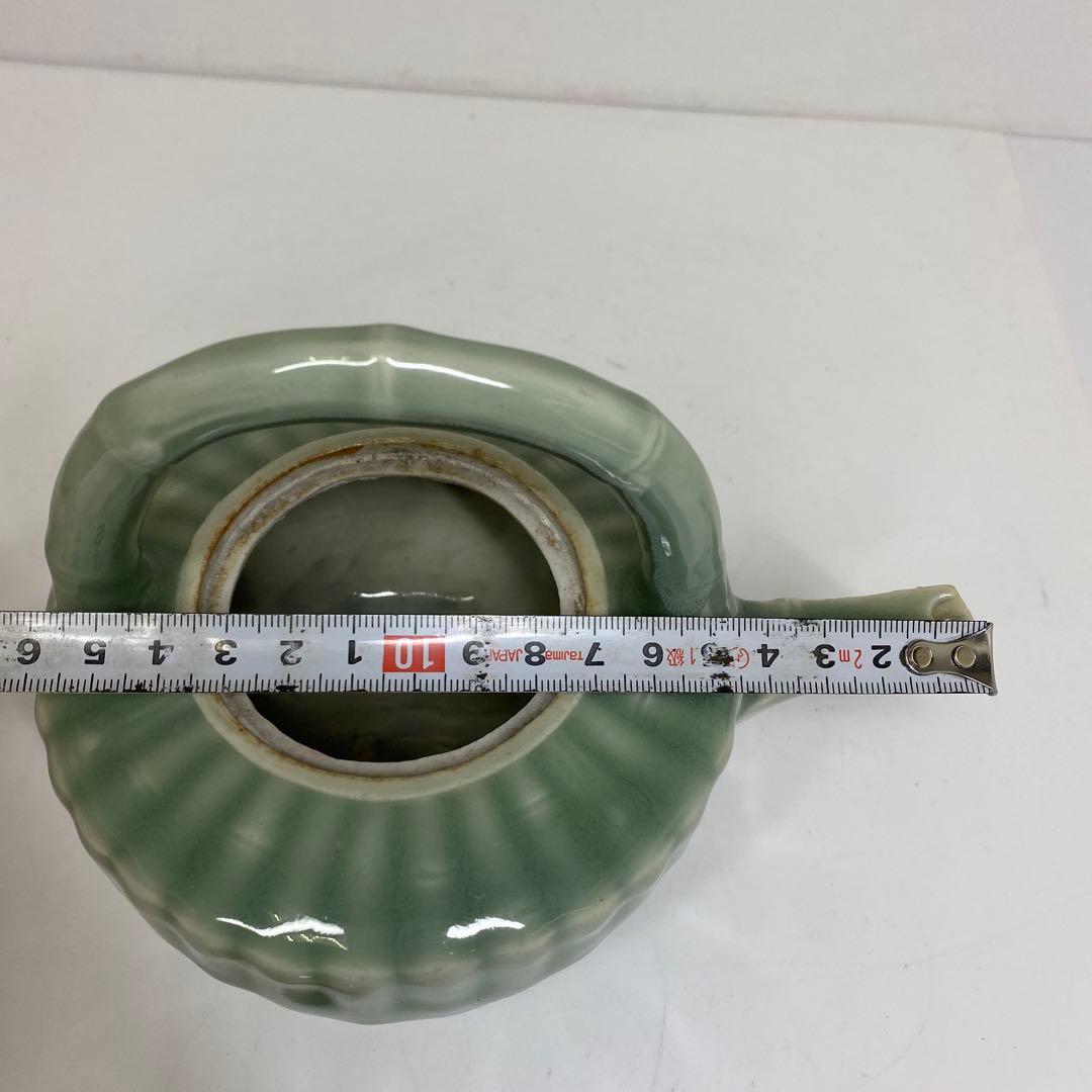 江戸後期　三田青磁　竹製　酒次　幅約17.3㎝ タルニ　東さ7-0204②