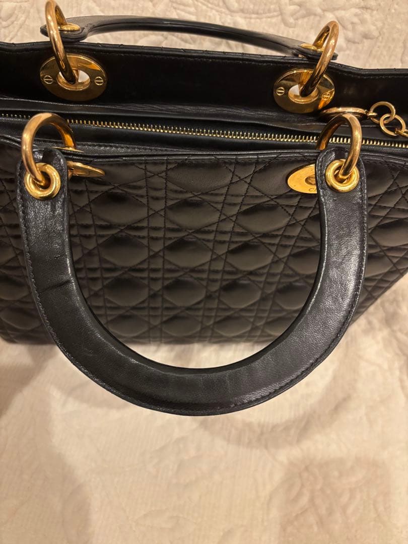 クリスチャンディオール レディディオール ハンドバッグ カナージュ 黒