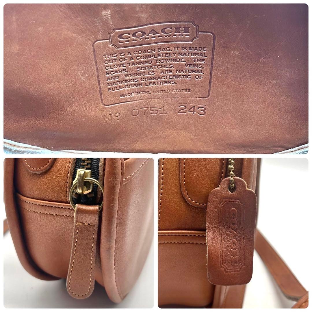COACH オールドコーチ 丸型 ショルダーバッグ キャンティーン レザー　茶