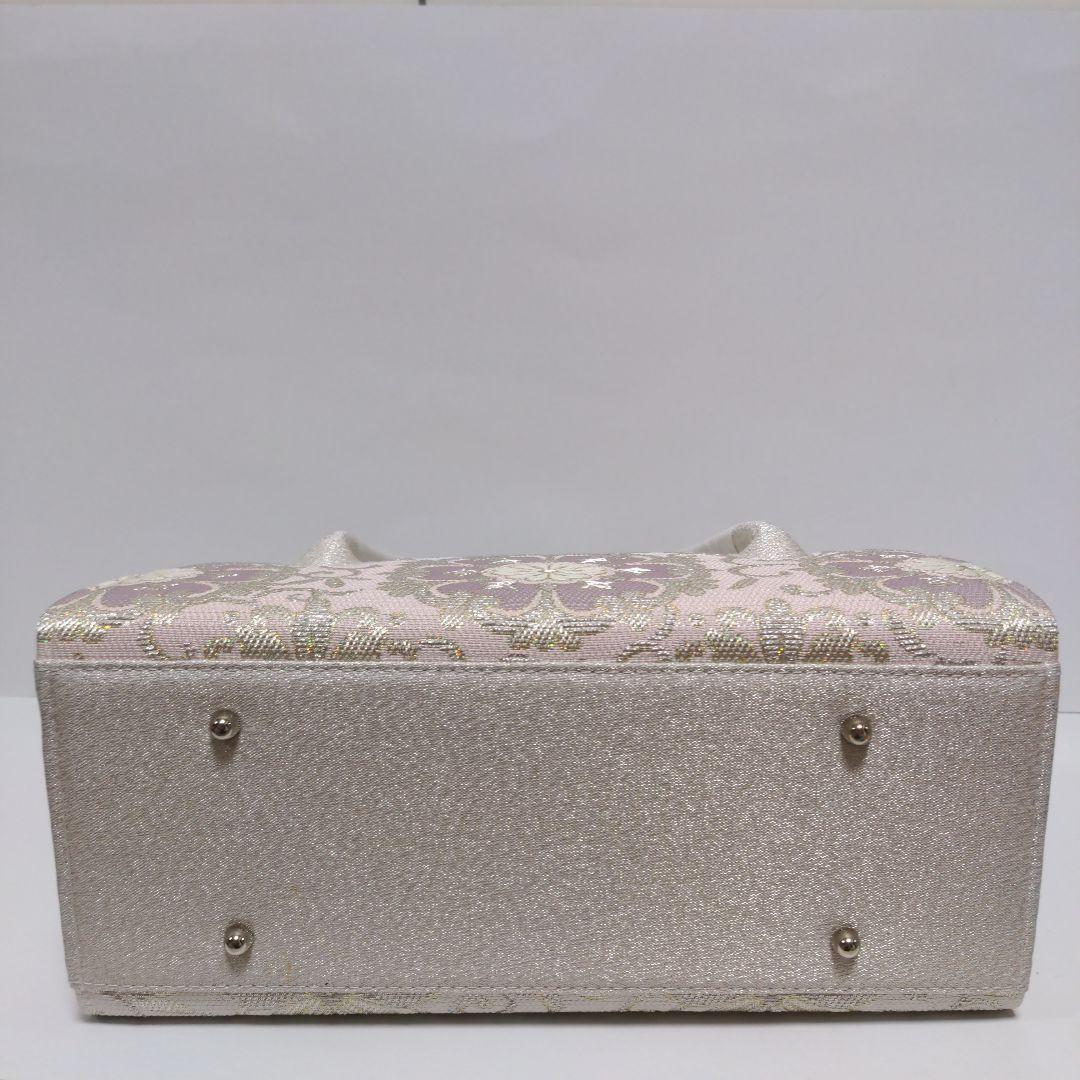 和装バッグ　かぶせ　七宝つなぎ　シルバー　利休バック　ガード加工済　衿秀　和想庵